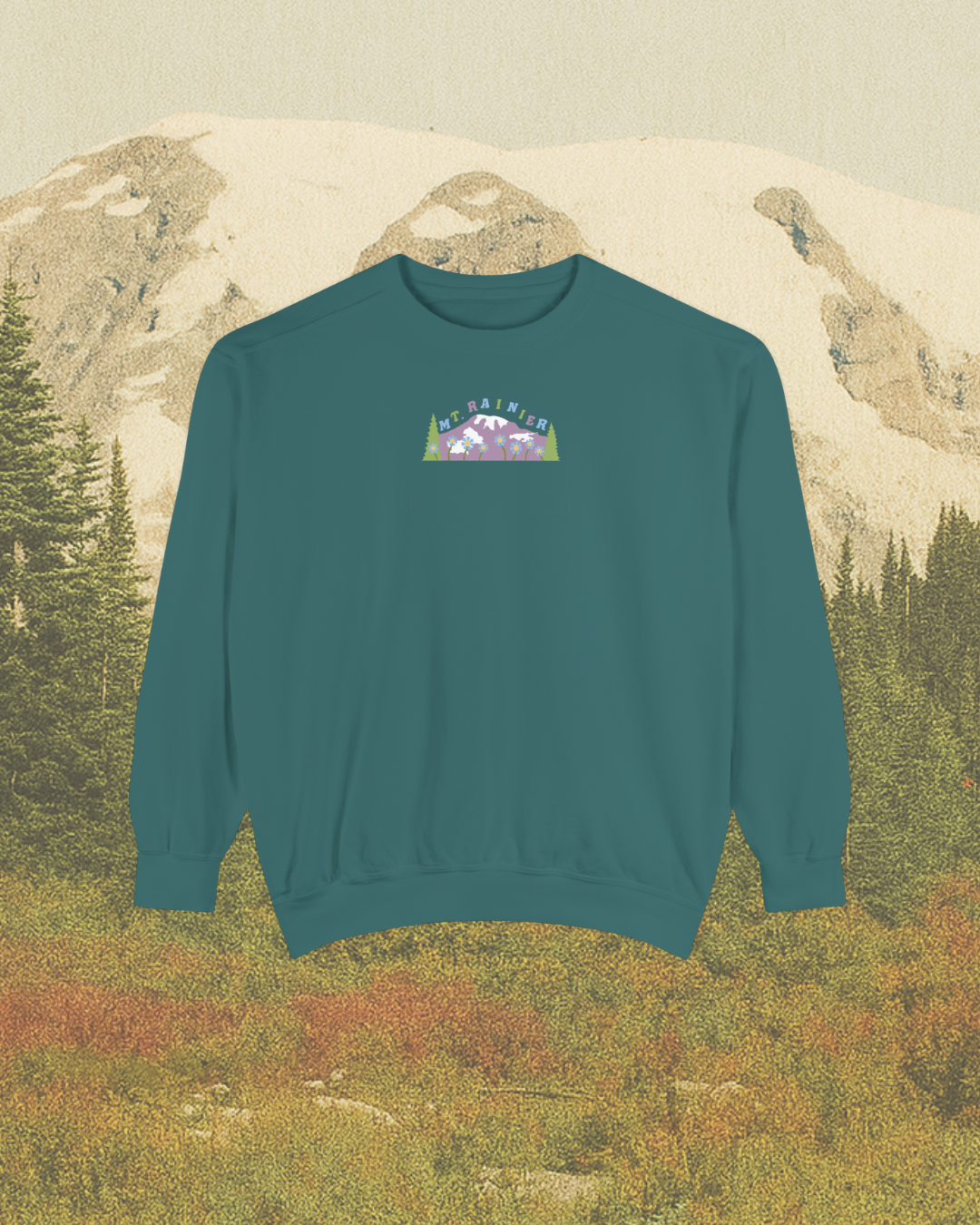 Mt Rainier National Park Printed Sweatshirt