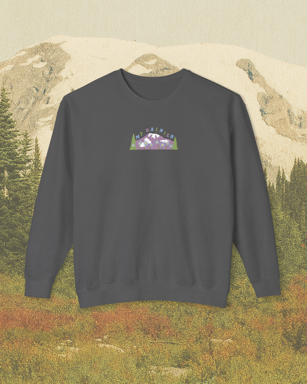 Mt Rainier National Park Printed Sweatshirt