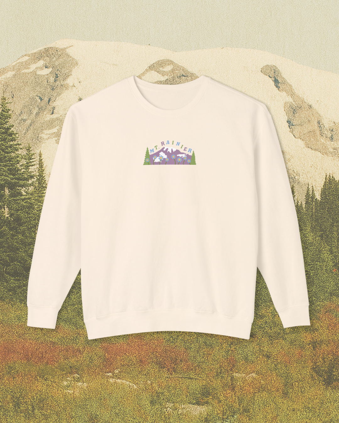 Mt Rainier National Park Printed Sweatshirt