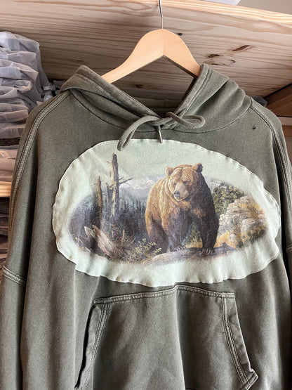 Bear Green Hoodie Upcycle Size L