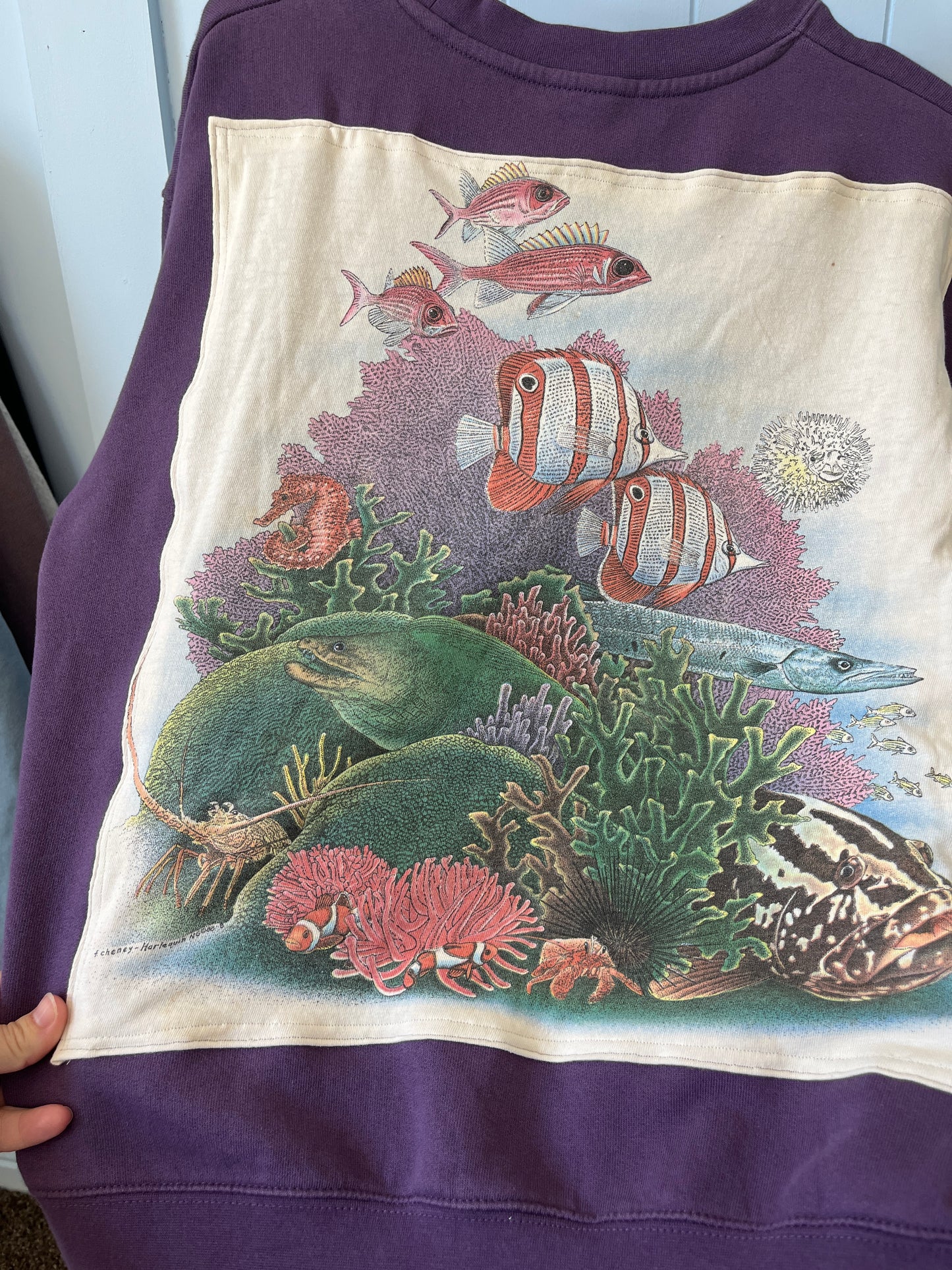 Sea Creatures Purple Upcycle Size M