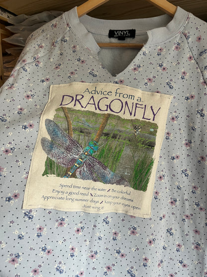Dragonfly Floral Upcycle Size M