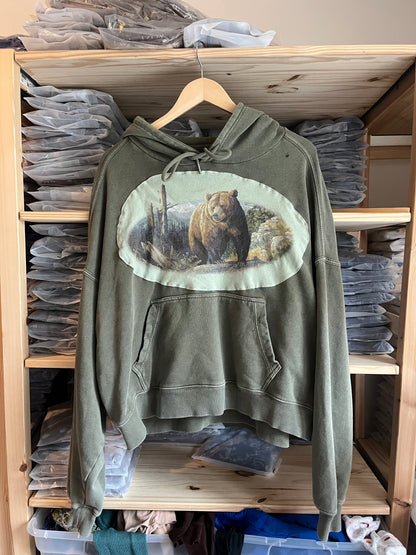 Bear Green Hoodie Upcycle Size L