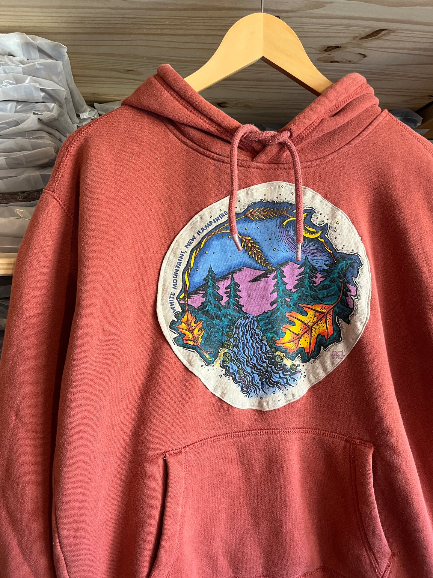 White Mountains Hoodie Upcycle Size S