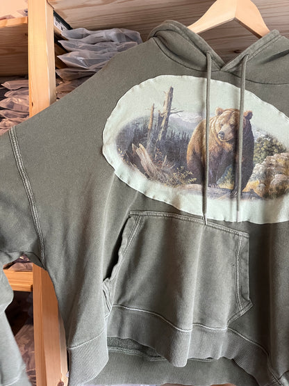 Bear Green Hoodie Upcycle Size L
