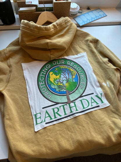 Earth Day Hoodie Upcycle Size L