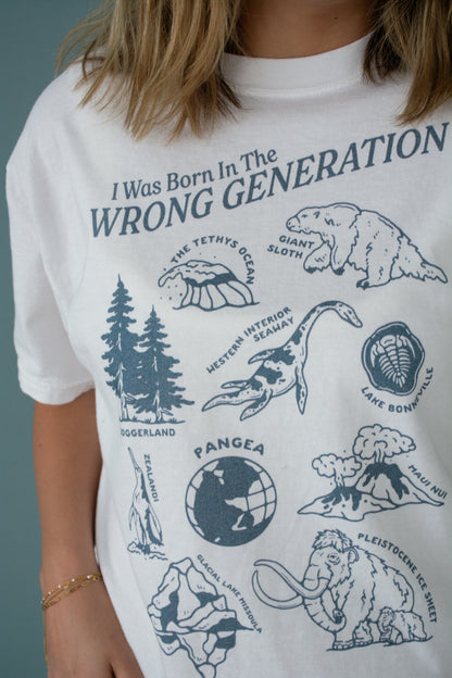 Born in the Wrong Generation Prehistoric T-Shirt (Slate Blue)