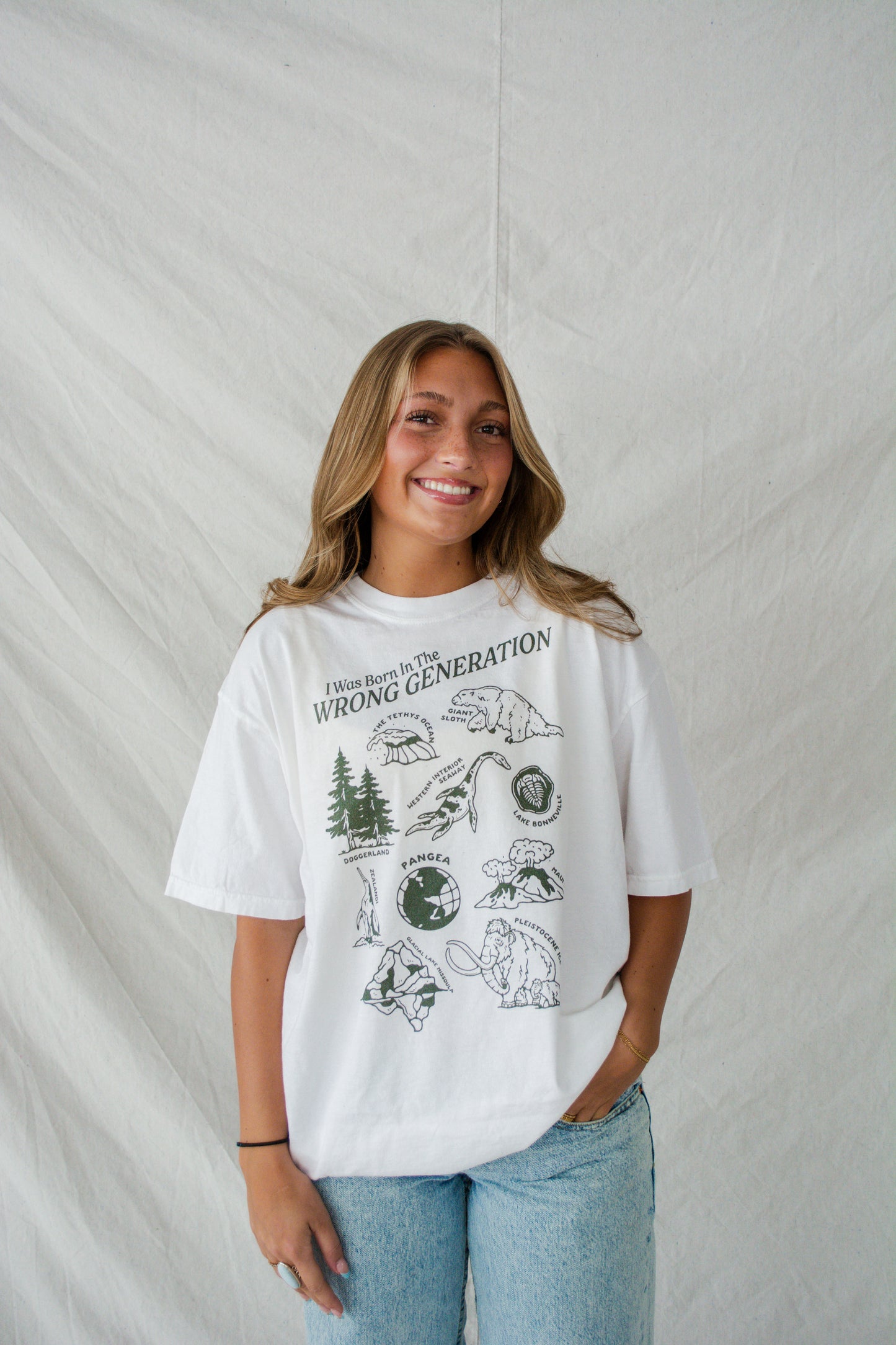 Born in the Wrong Generation Prehistoric T-Shirt (Forest Green)