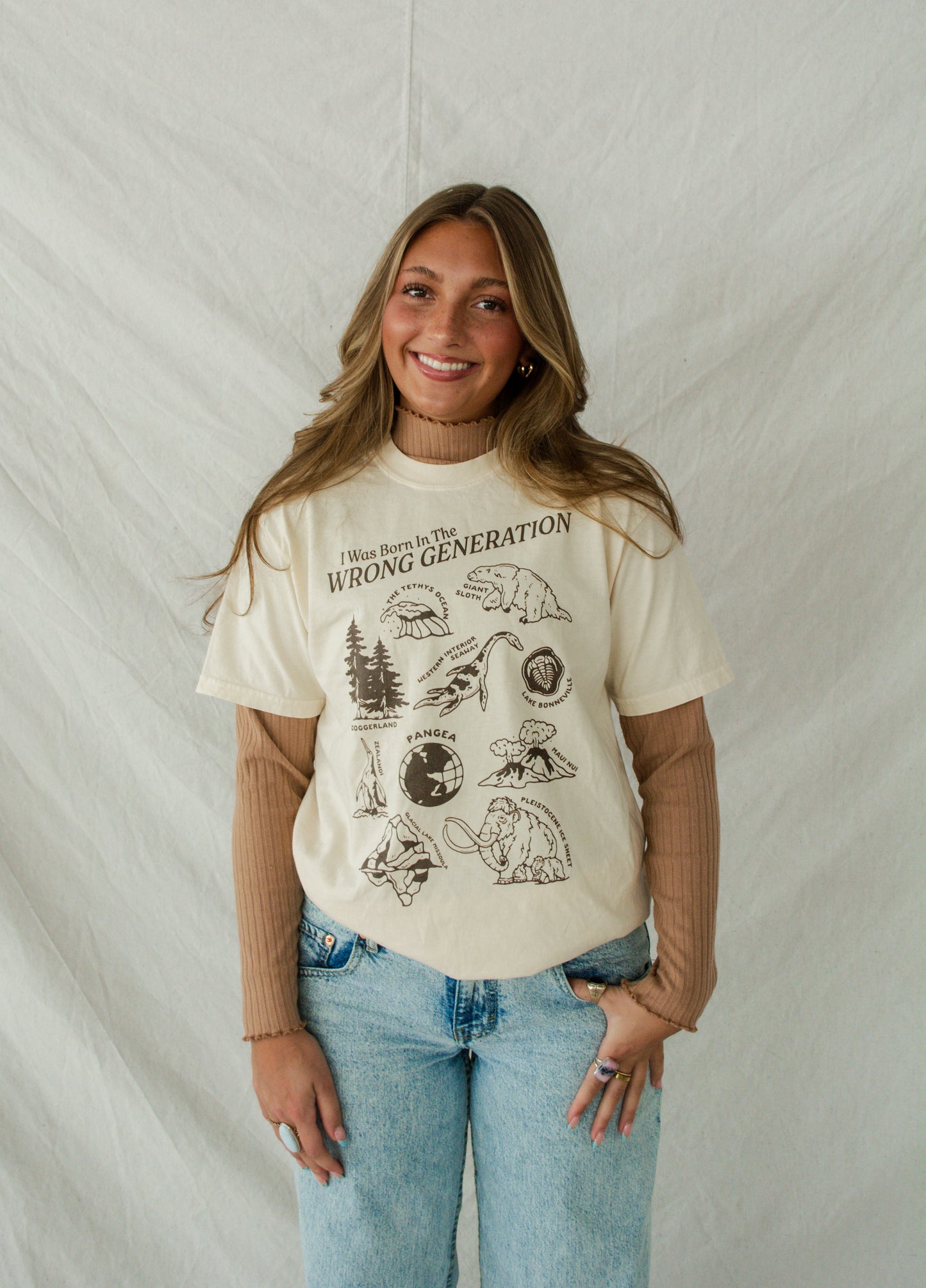 Born in the Wrong Generation Prehistoric T-Shirt (Coffee)