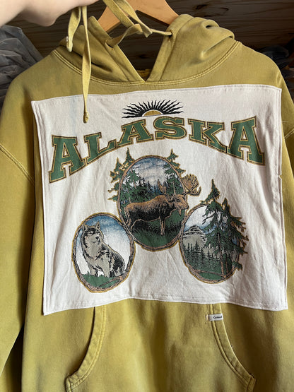 Alaska Hoodie Trio Print Upcycle Size L